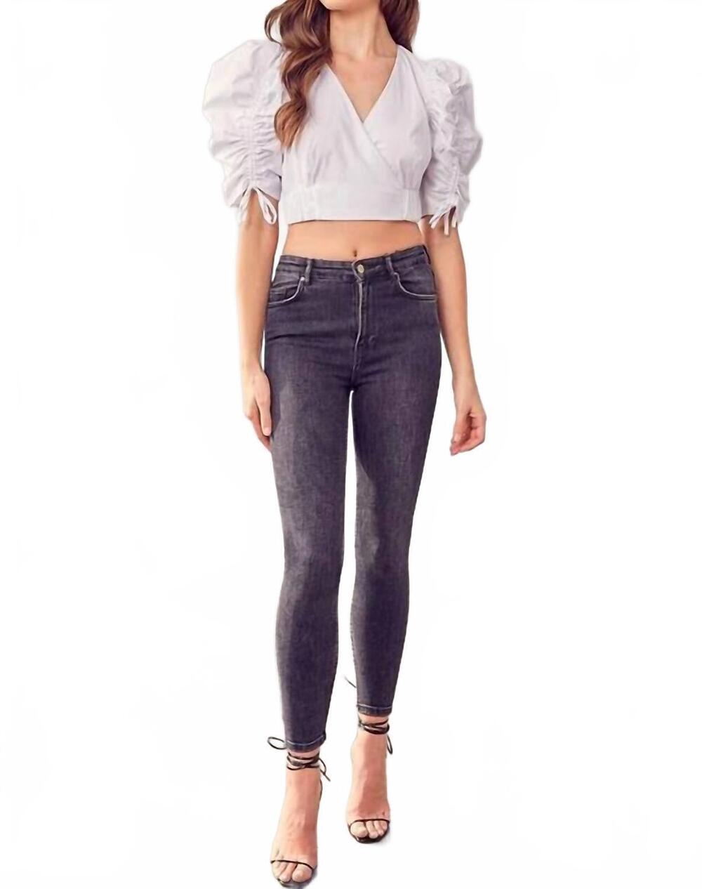 NEW DO+BE feminine puff sleeve top in white